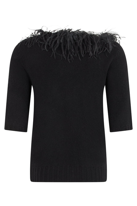 Cashmere blend pullover with feathers RTW