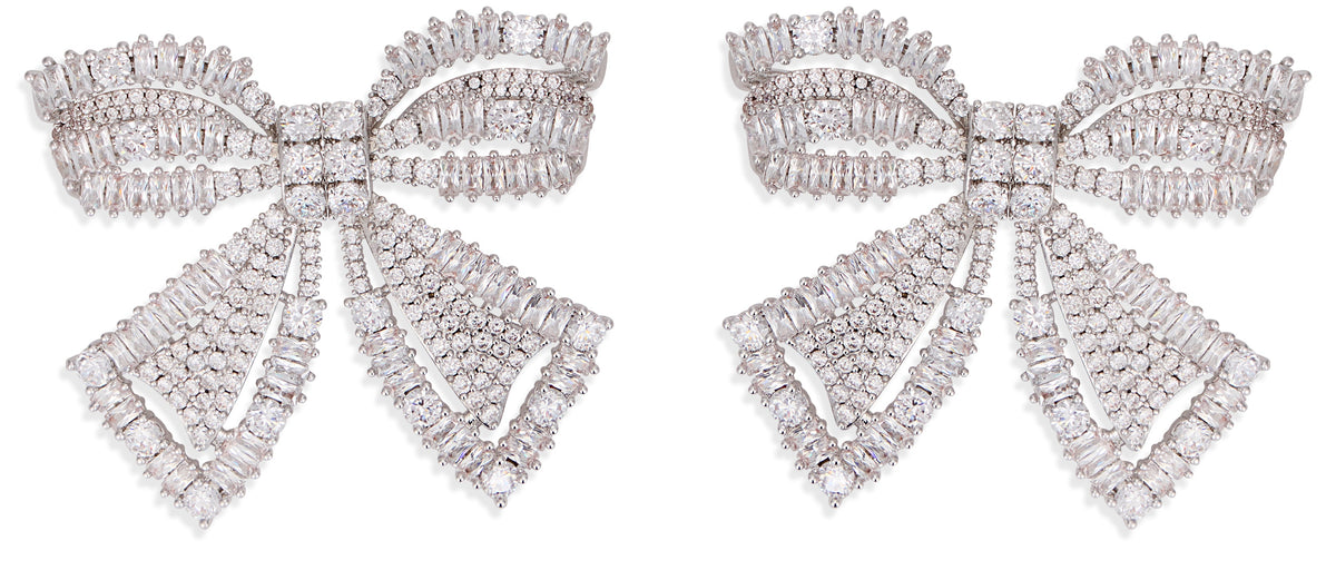 Self-Portrait Bow earrings with crystals