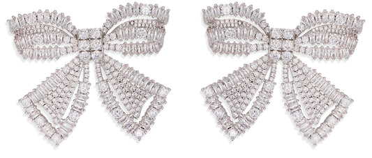 Self-Portrait Bow earrings with crystals