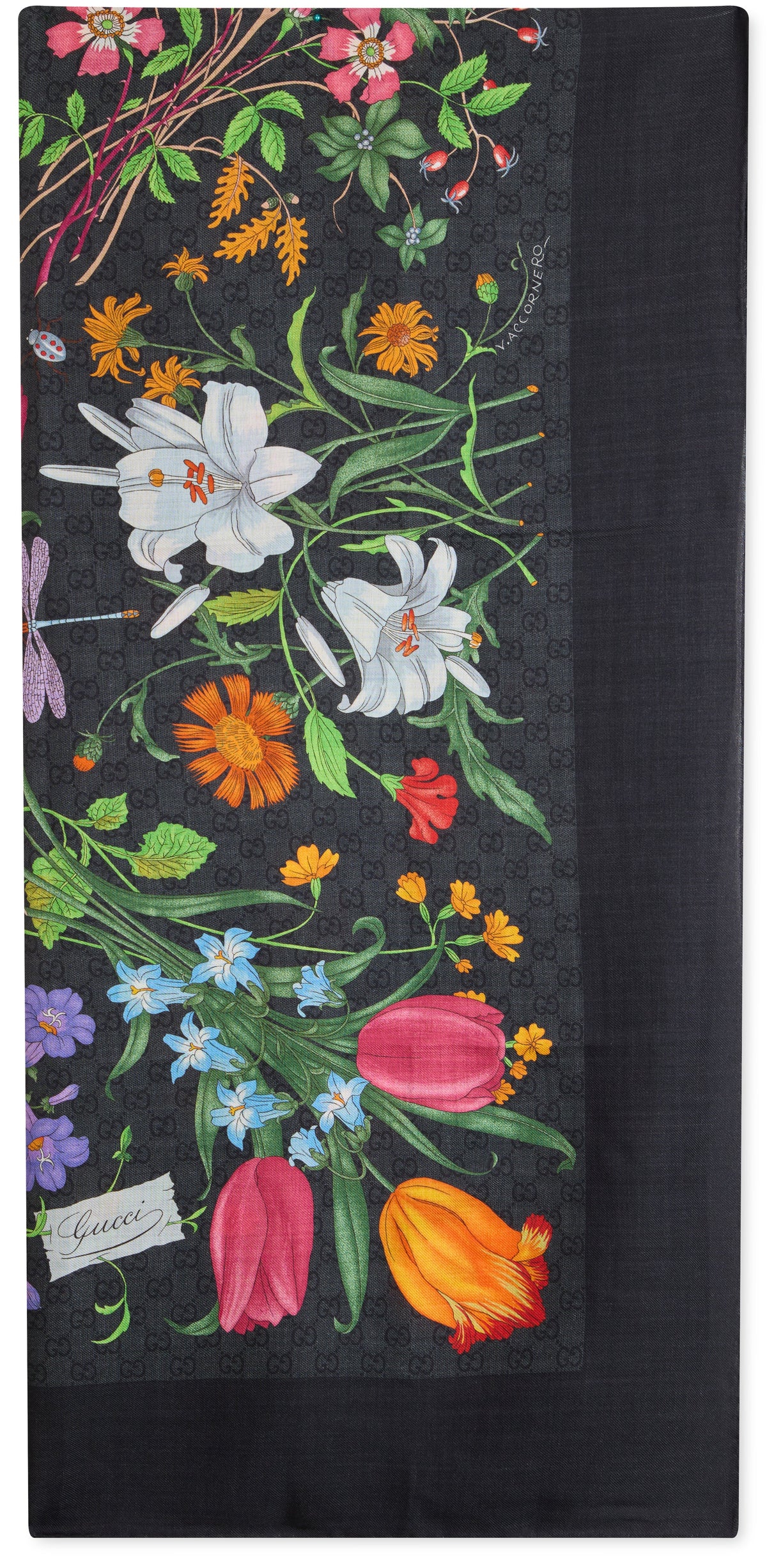 Printed scarf in silk and wool ACC