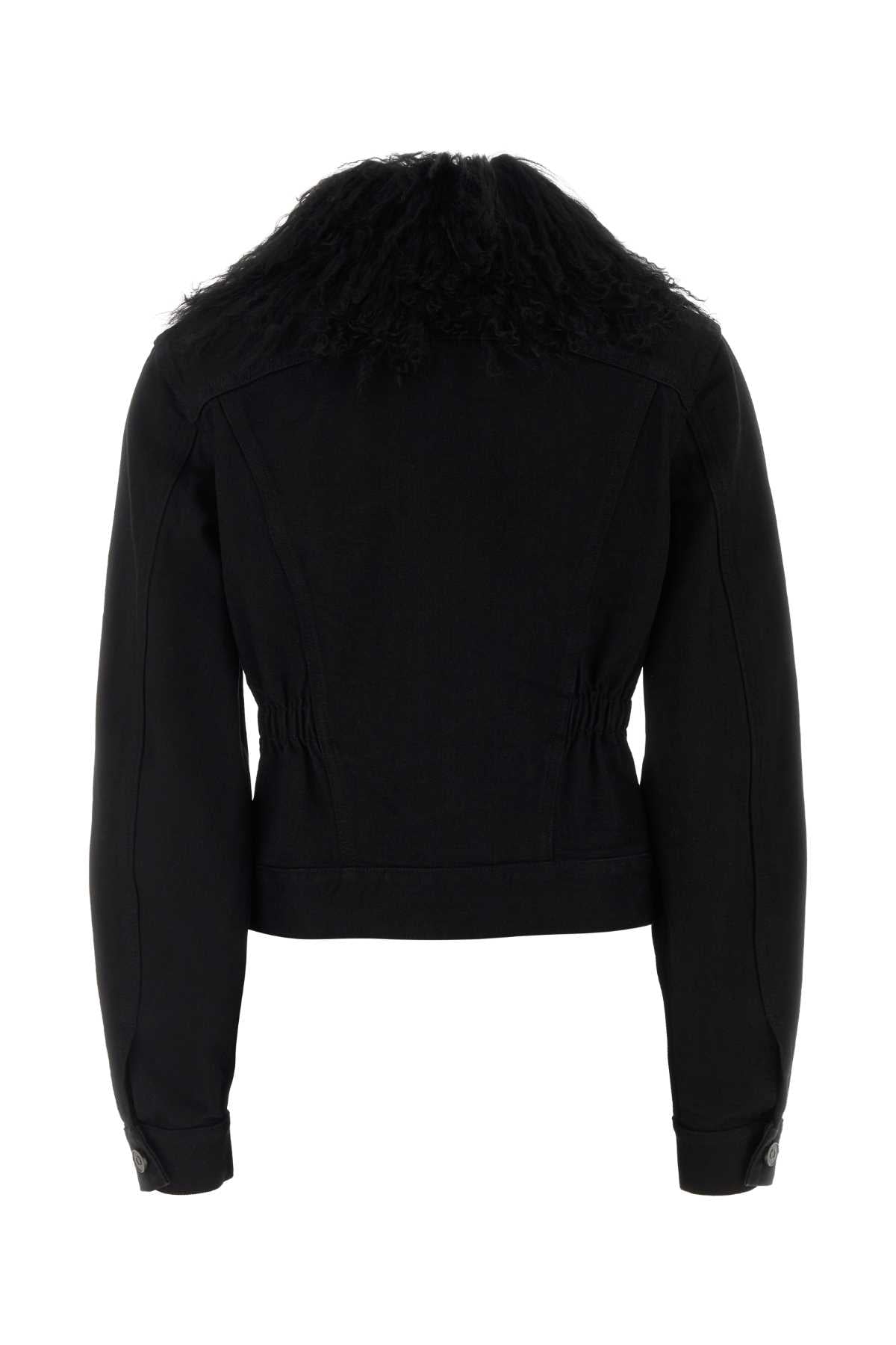 TRUCKER JACKET BLACK DENIM BLAZERS AND VESTS