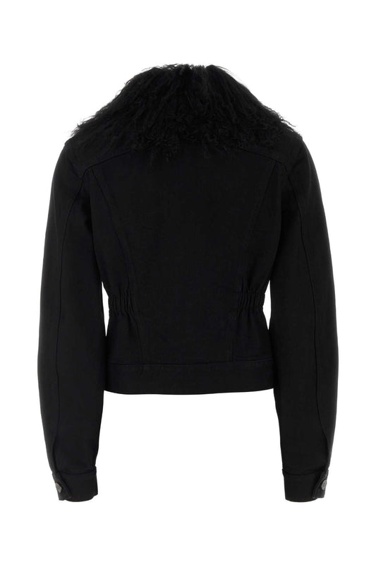 TRUCKER JACKET BLACK DENIM BLAZERS AND VESTS