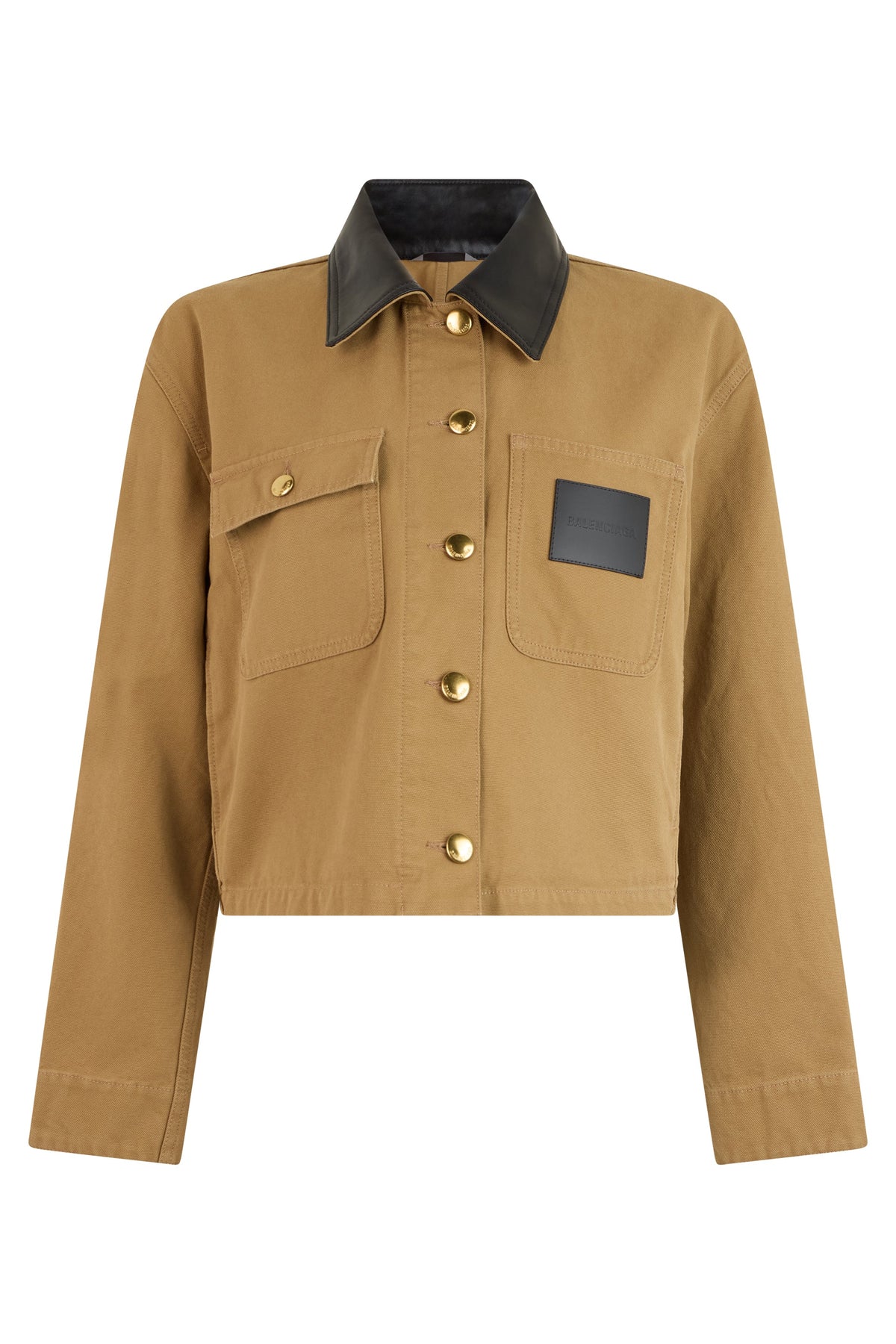 Short beige jacket with dark elegant collar RTW