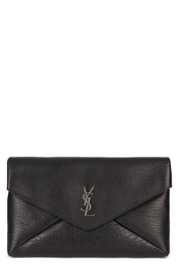 Saint Laurent Leather clutch with logo