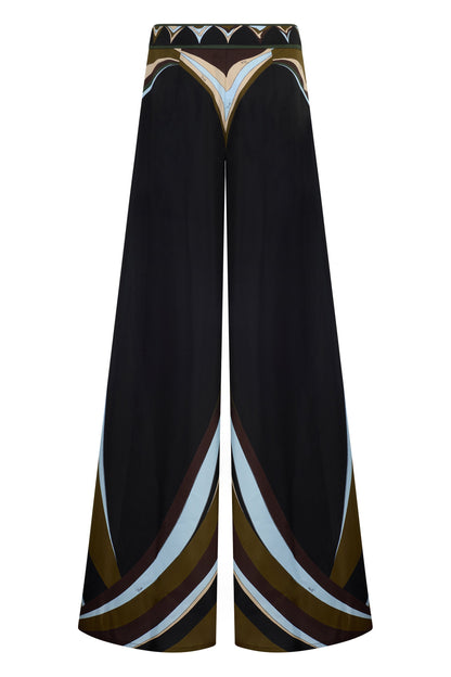 Palazzo pants in printed silk RTW