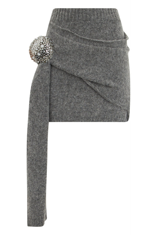 Asymmetrical short skirt in wool RTW