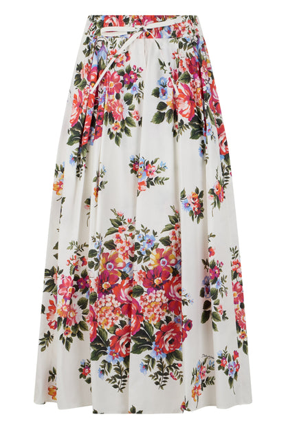Long dress in printed poplin flower bouquet RTW