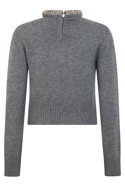 Sweater with collar with rhinestones RTW