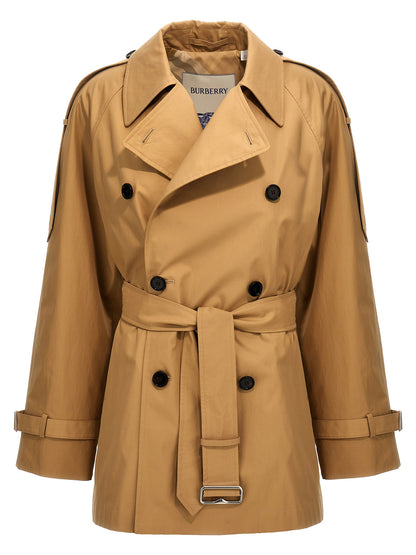 Double-breasted short trench coat Coats, trench coats