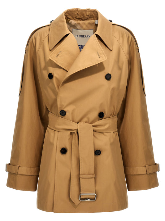 Double-breasted short trench coat Coats, trench coats