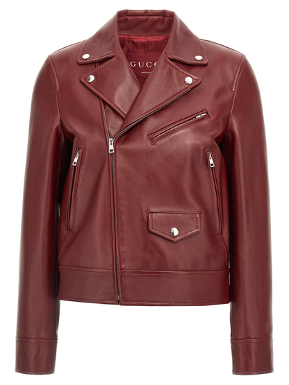 Leather biker jacket Casual jackets, parka