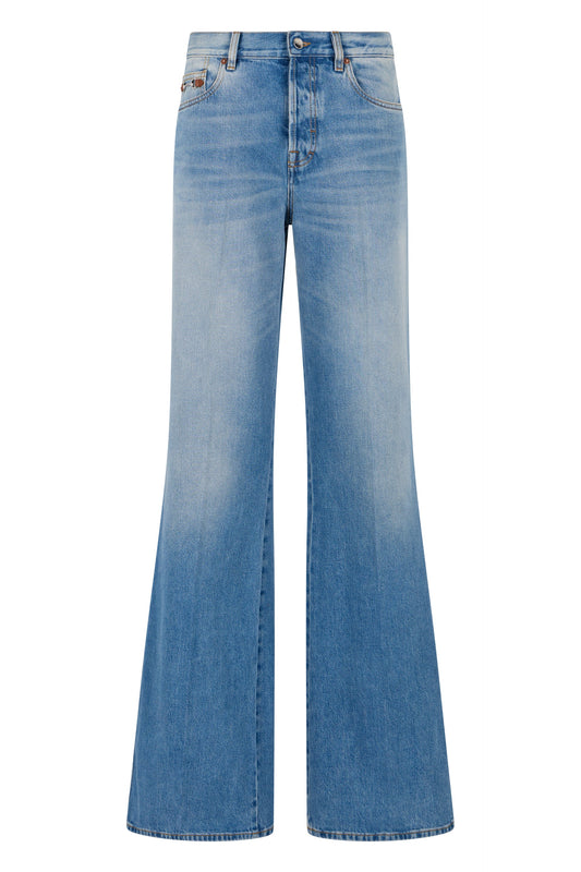 Flare jeans in denim cotton lightened effect RTW