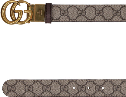 Gucci Leather and GG supreme fabric reversible belt