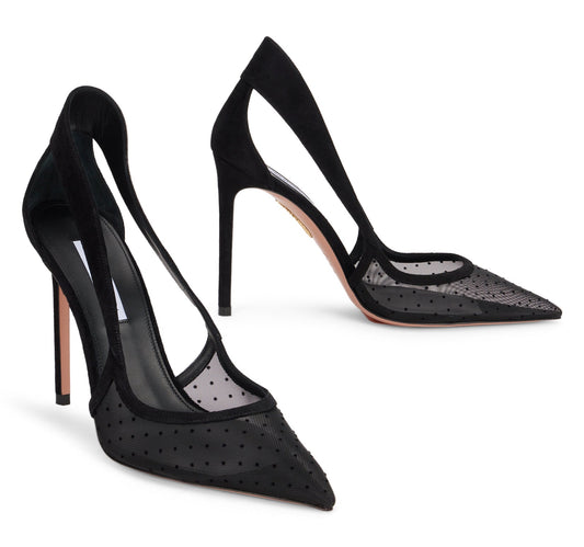 Heeled shoe in mesh and suede SHOES
