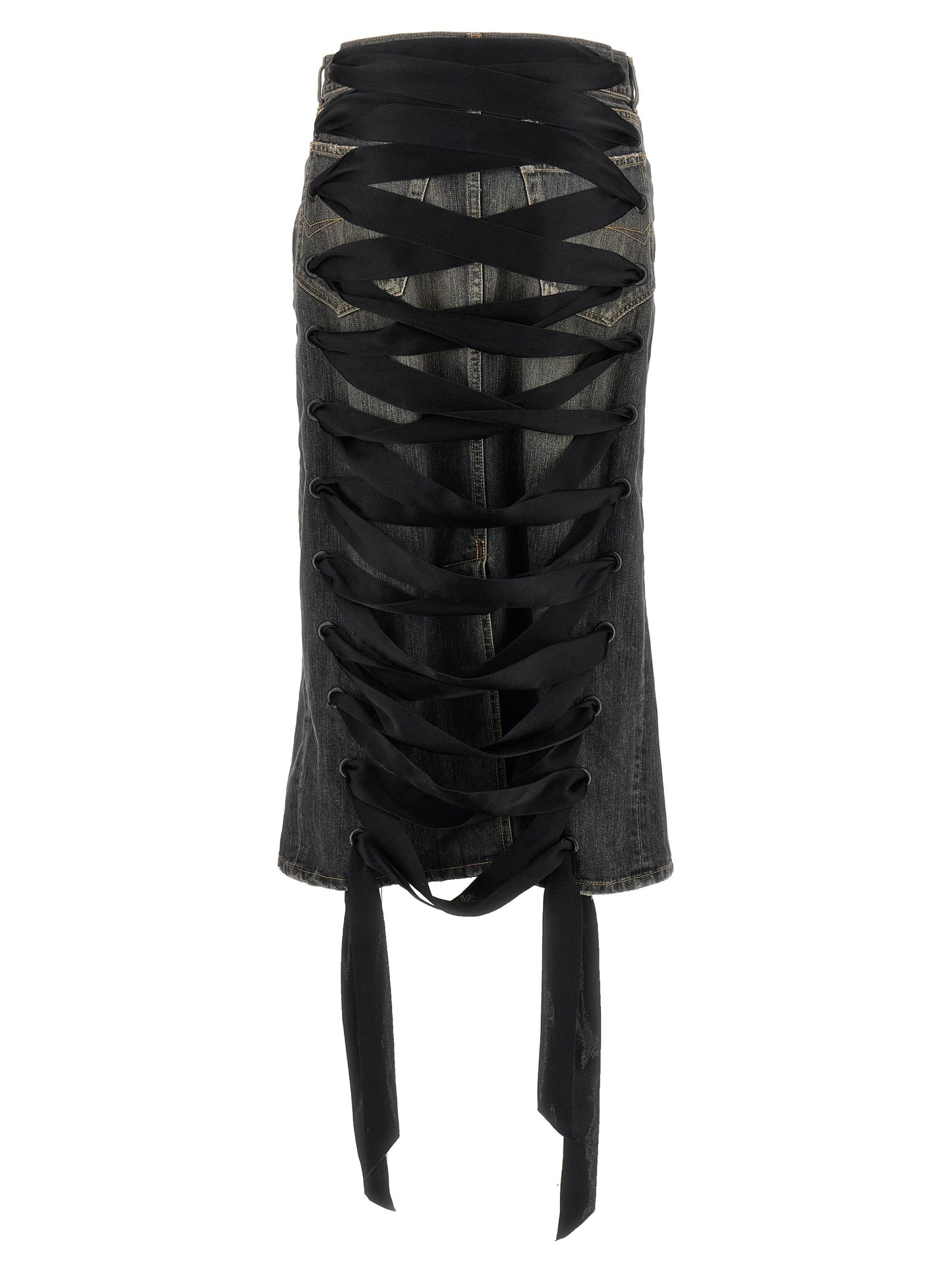 'Lace Up' denim skirt Skirts