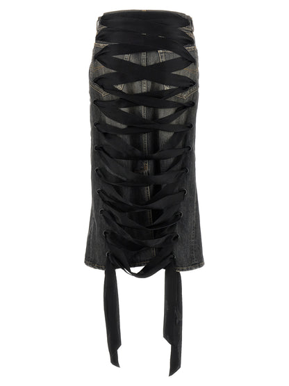 'Lace Up' denim skirt Skirts
