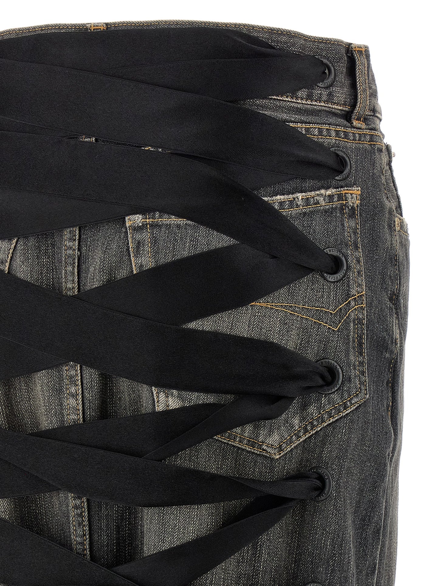 'Lace Up' denim skirt Skirts