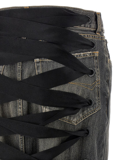 'Lace Up' denim skirt Skirts