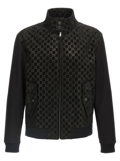 GG suede bomber jacket Down jacket, Parka, Casual jackets