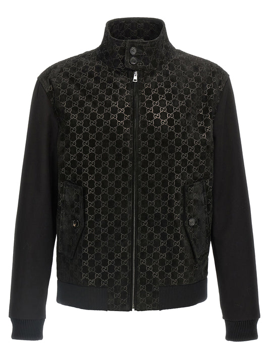 GG suede bomber jacket Down jacket, Parka, Casual jackets
