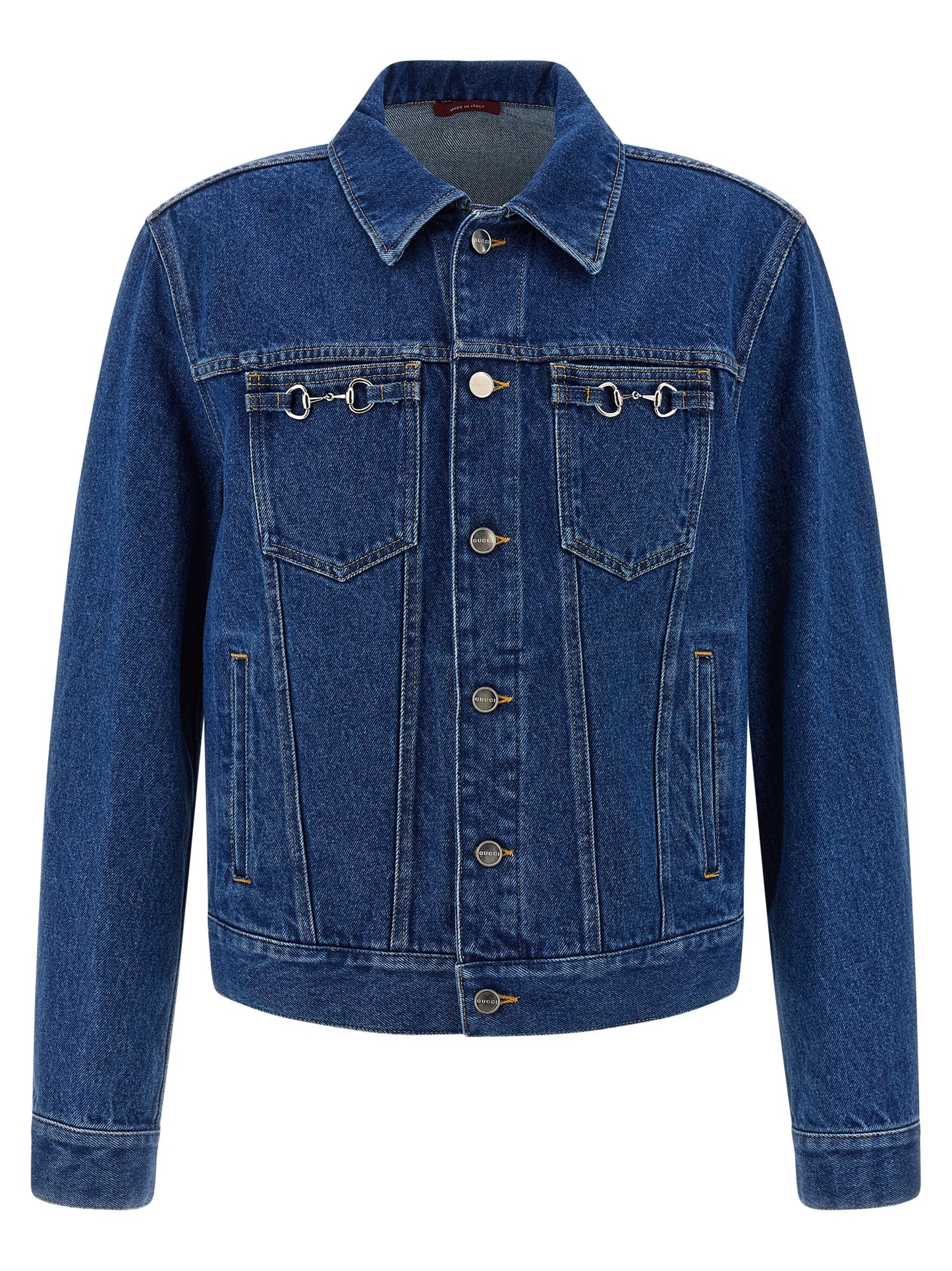 Horsebit denim jacket Down jacket, Parka, Casual jackets
