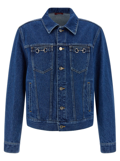 Horsebit denim jacket Down jacket, Parka, Casual jackets