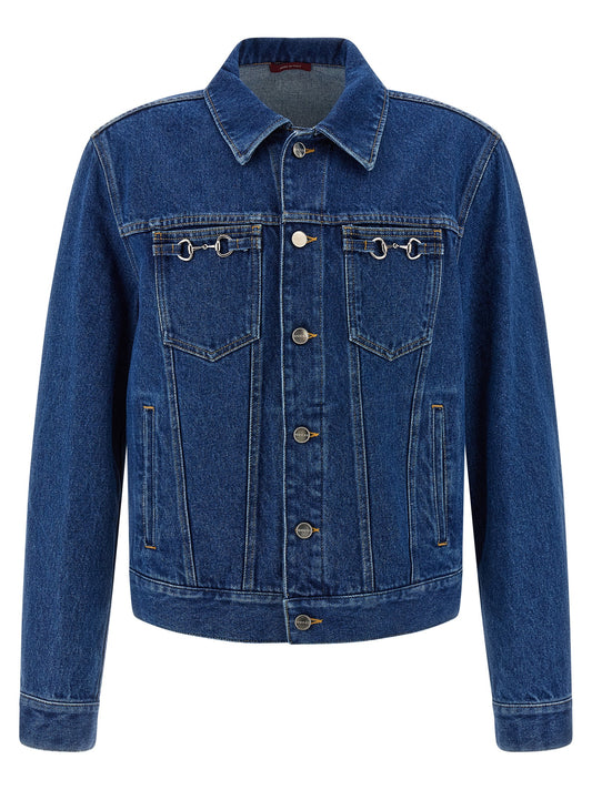 Horsebit denim jacket Down jacket, Parka, Casual jackets