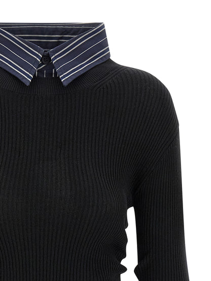 Trompe l'œil shirt sweater Sweater, cardigans