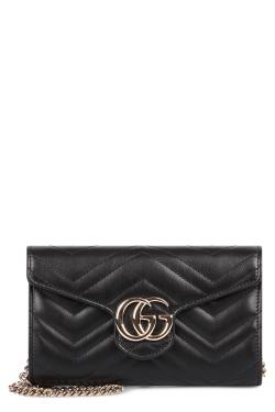Gucci GG Marmont leather wallet on chain