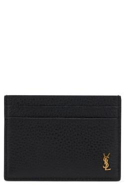 Saint Laurent Leather card holder with logo