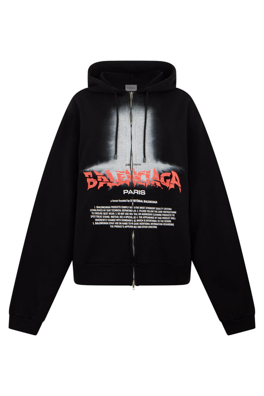 Balenciaga Cotton hoodie with zip and print
