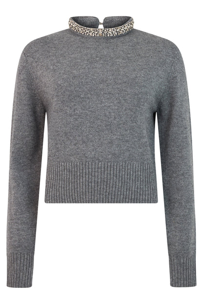 Sweater with collar with rhinestones RTW