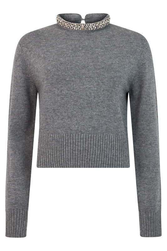 Sweater with collar with rhinestones RTW