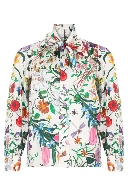 Silk twill shirt with floral print RTW