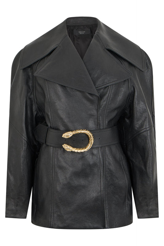 Gucci Knotted leather jacket