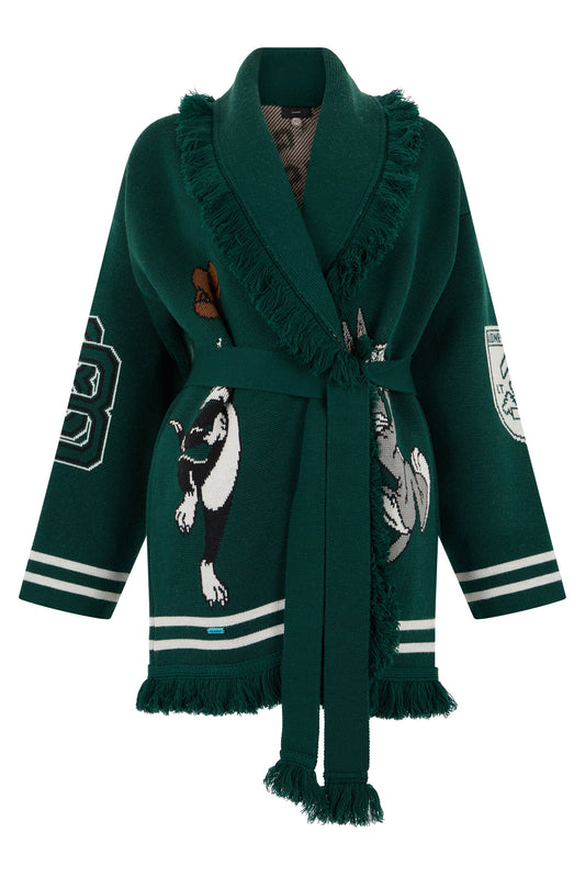 Cardigan with fringes and belt ACC