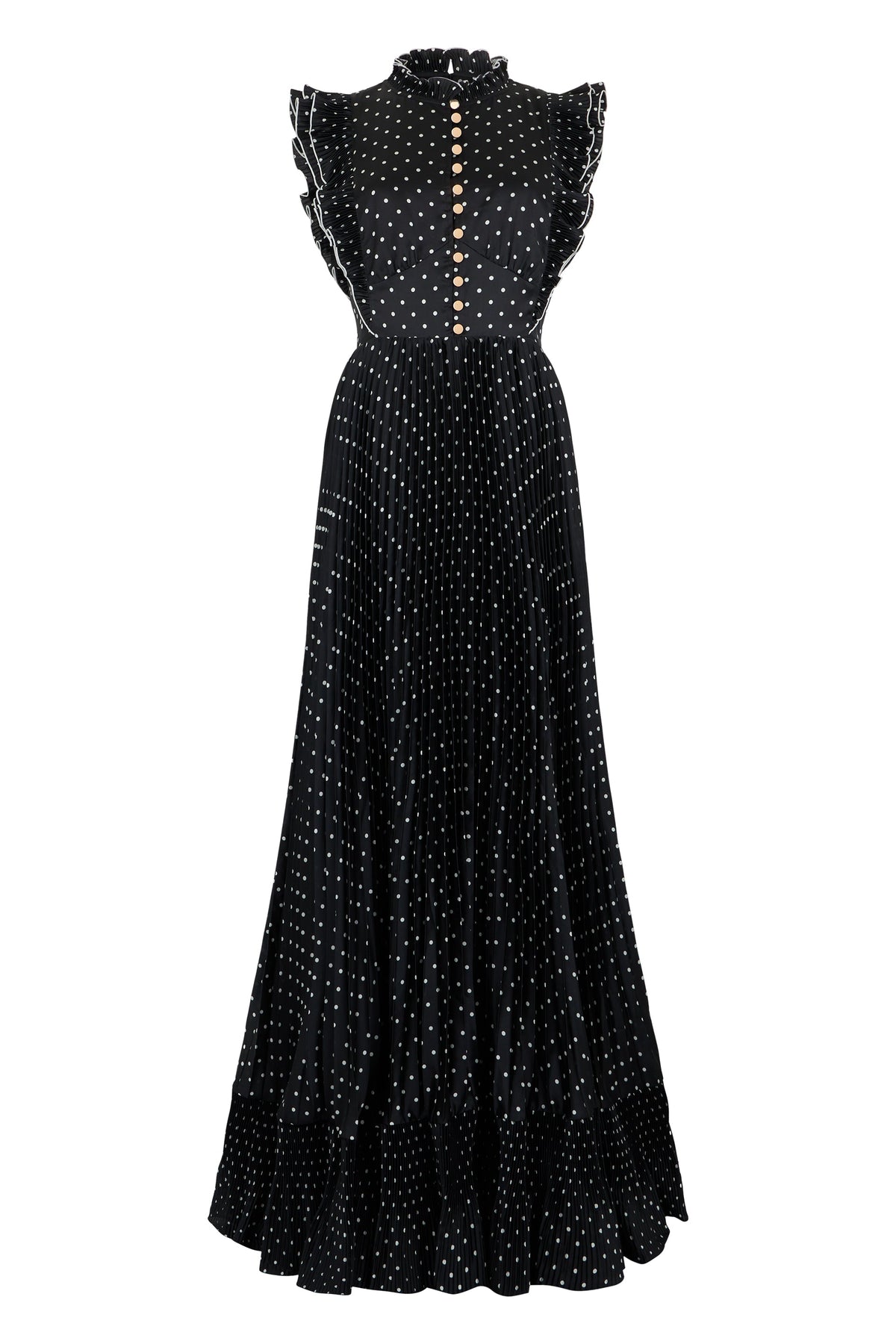 Long dress with polka dots and ruffles RTW