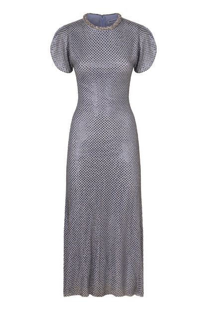 Midi dress in mesh with rhinestones RTW