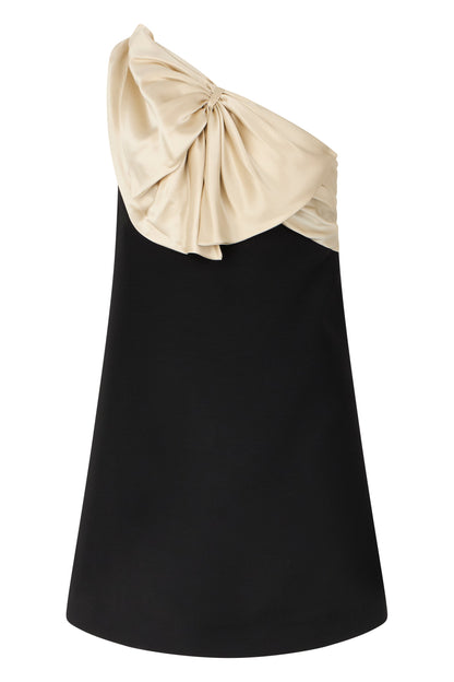 One-shoulder short dress in wool and silk blend RTW