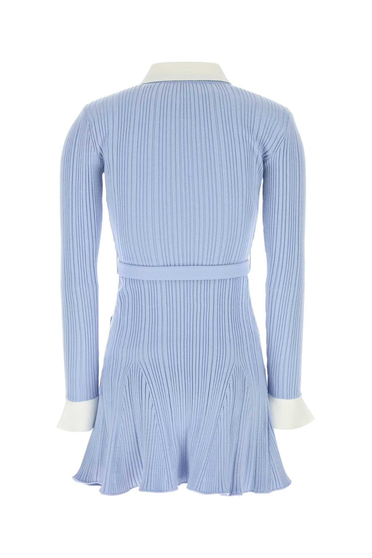 Self Portrait Blue ribbed knit mini dress