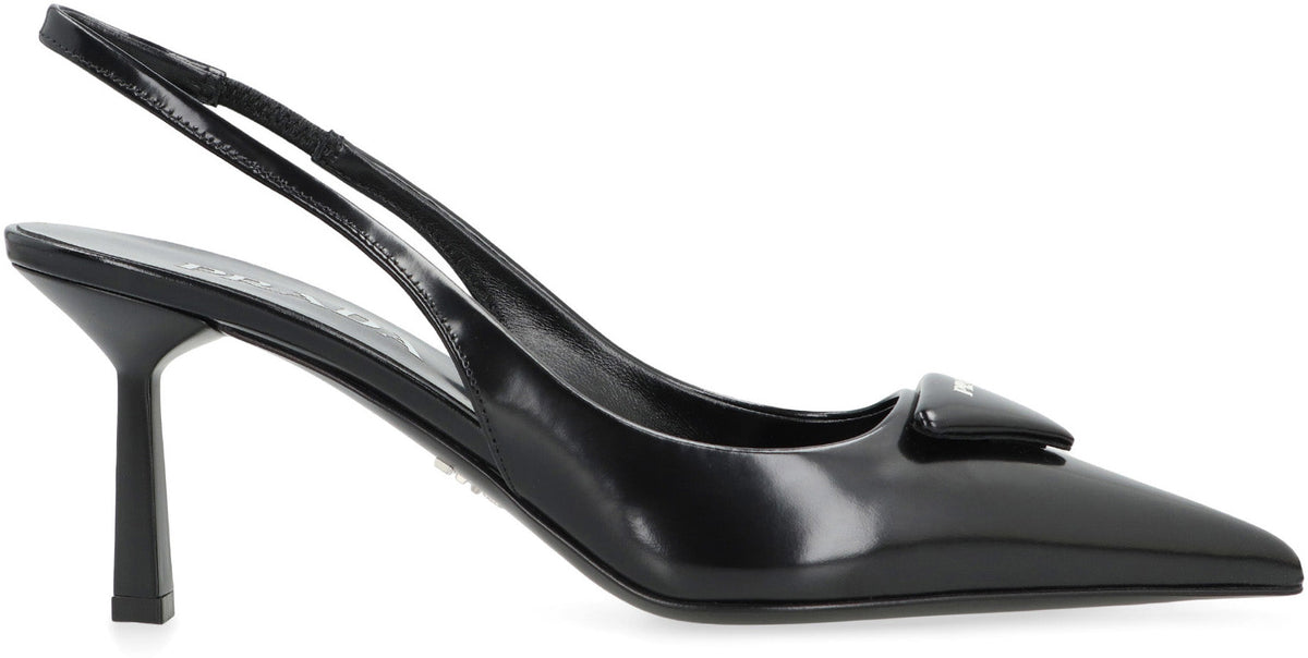 Décolleté slingback in brushed leather RTW