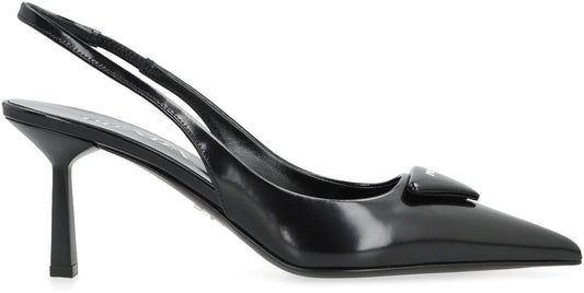 Décolleté slingback in brushed leather RTW