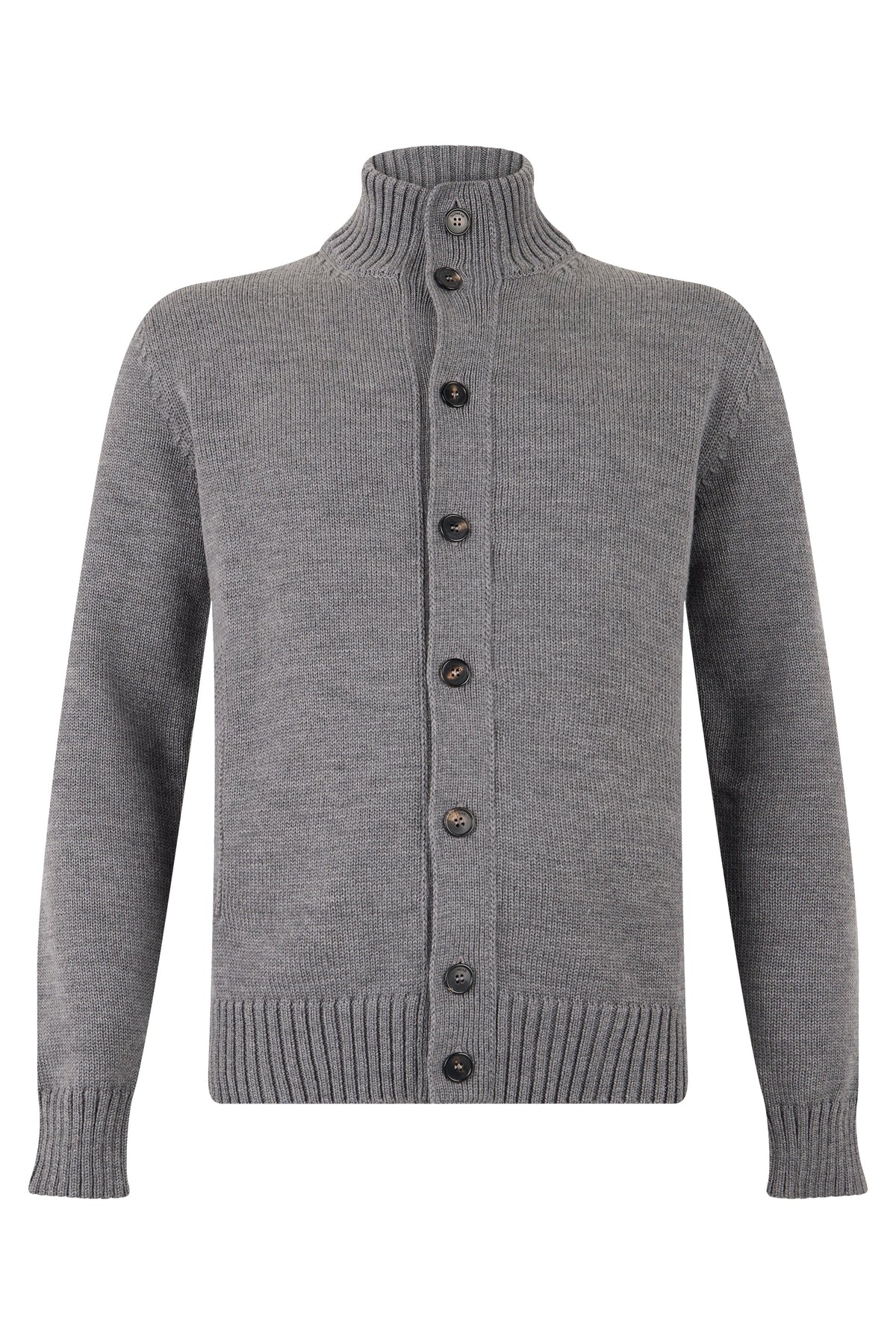 High-neck cardigan in wool RTW