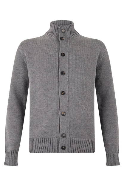 High-neck cardigan in wool RTW