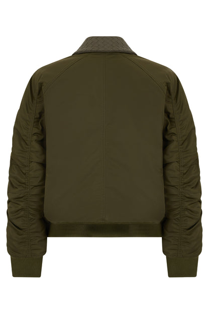 Bomber jacket with woven leather inserts RTW