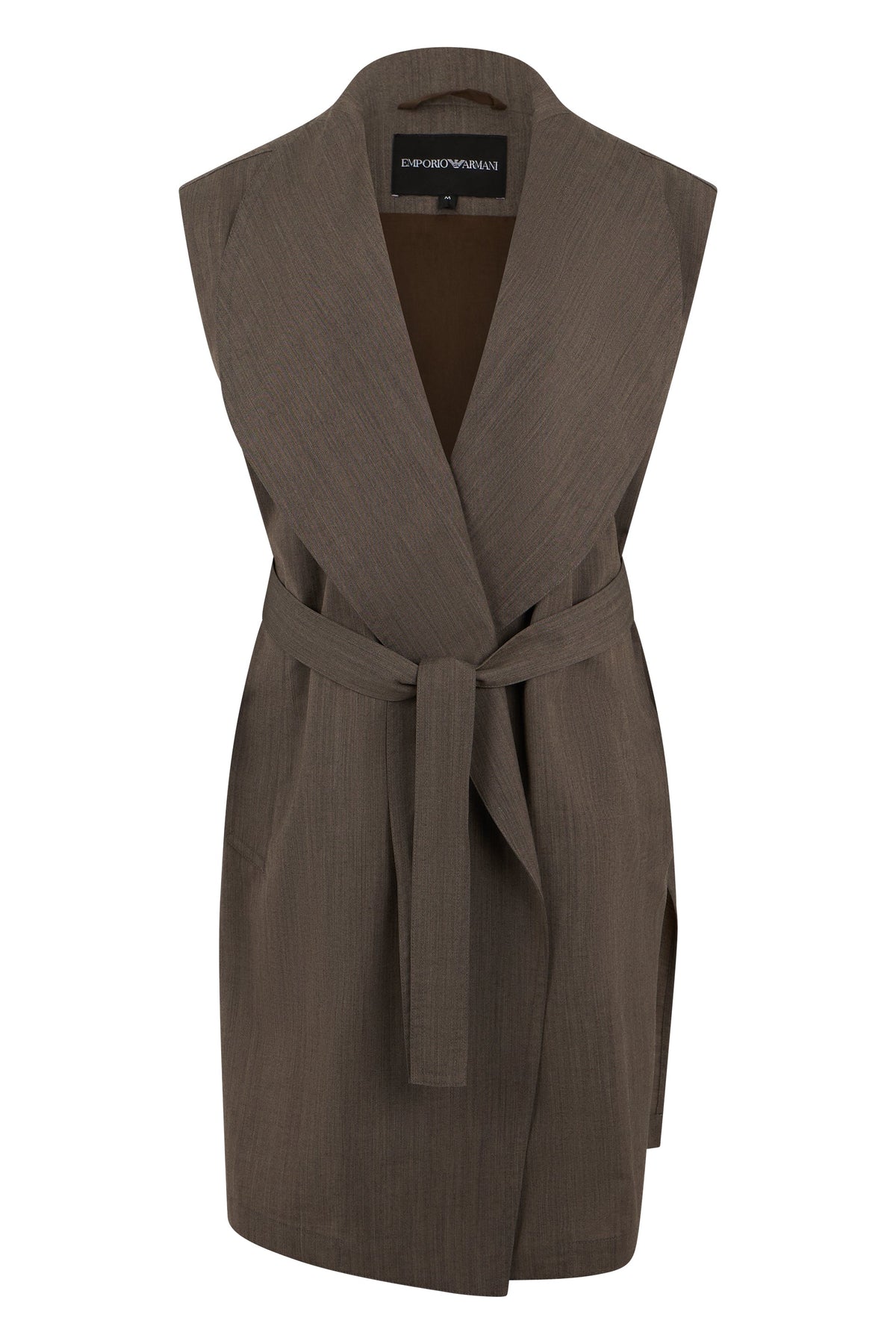 Sleeveless coat in fresh wool with belt ACC