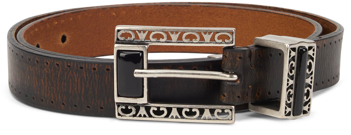 Leather belt with decorated buckle ACC
