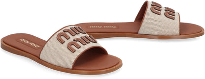 Miu Miu Slides with logo