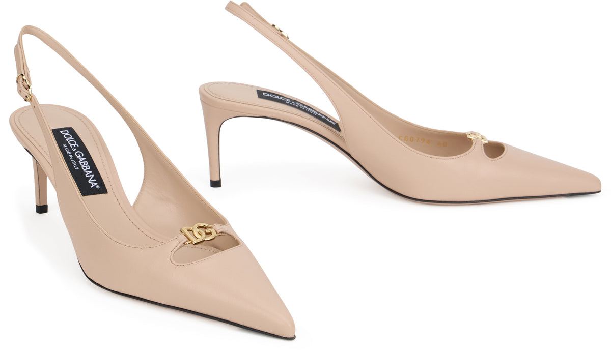 Leather pumps with logo SHOES