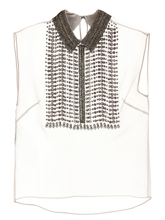 Beaded chiffon top Tops